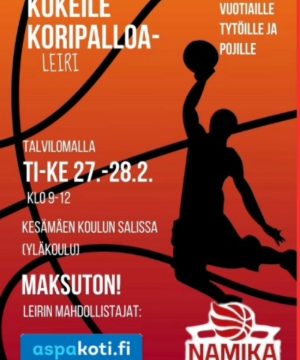 Koripalloleiri 7-12 Vuotiaille Talvilomalla Ti-Ke 27.-28.12 Kesämäen Yläkoulussa